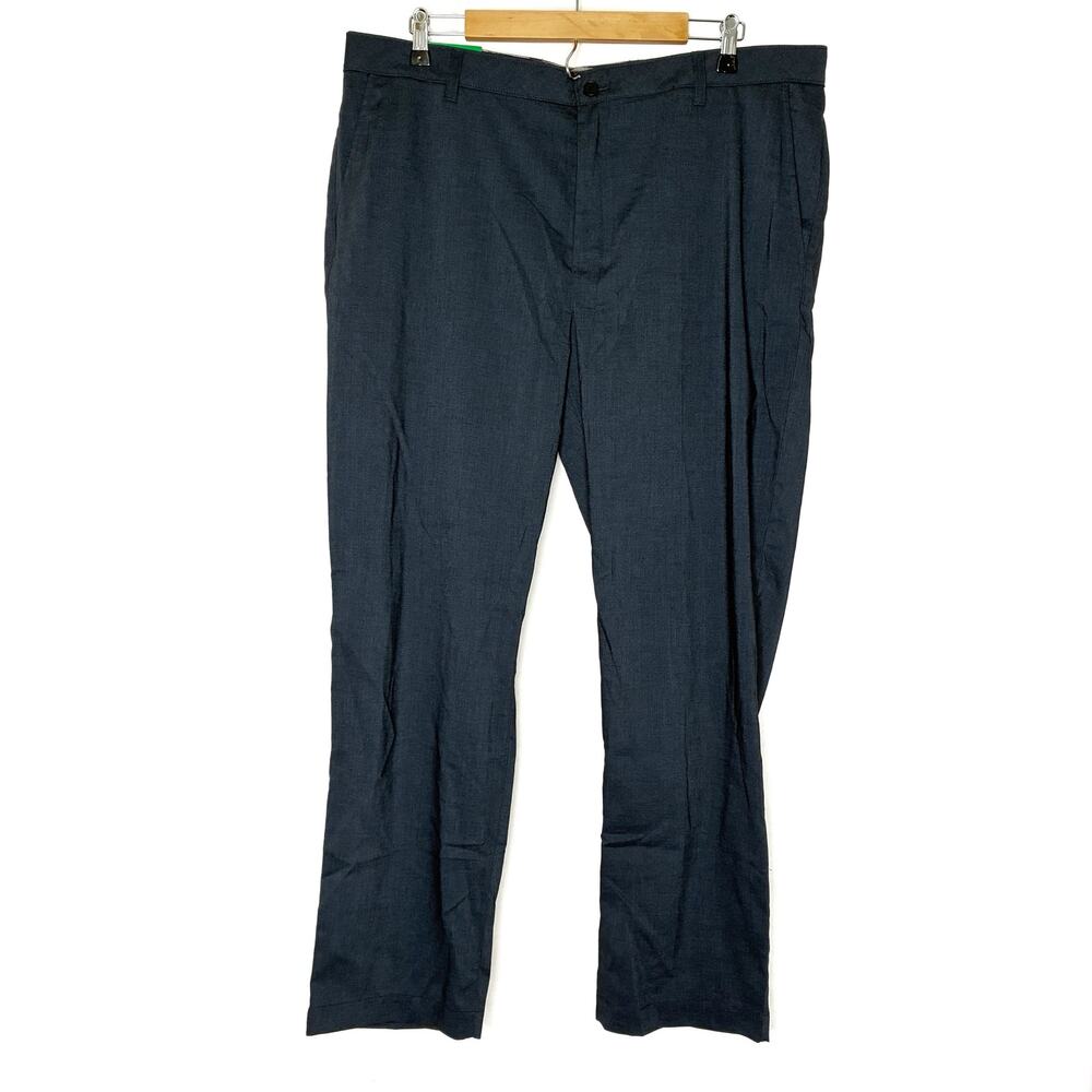 Ted Baker Dark Blue Straight Fit Dress Pants Polyester Blend NWT Mens 38X30